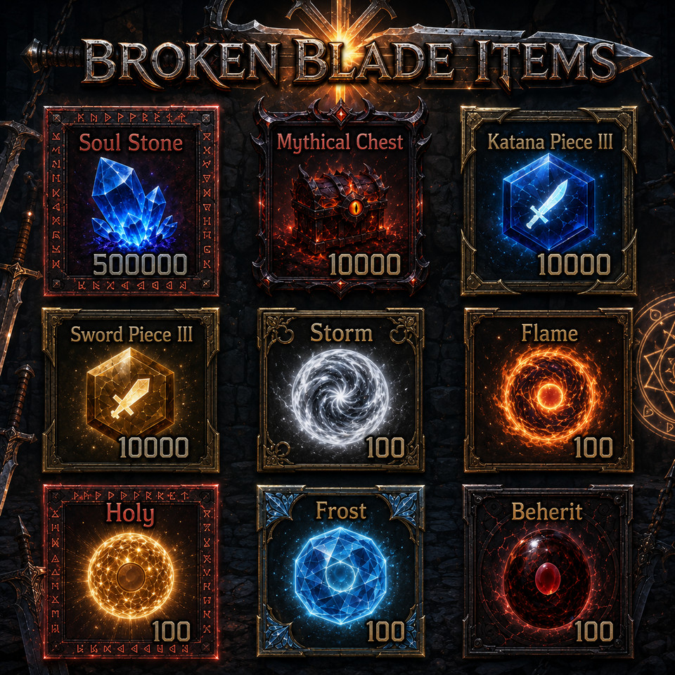 BROKEN BLADE ALL ITEMS (Read Description)