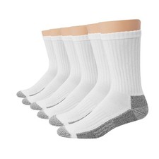 Hanes mens Crew Socks, 6-pair Pack Work Sock, White, 6 12 US 6-12, White