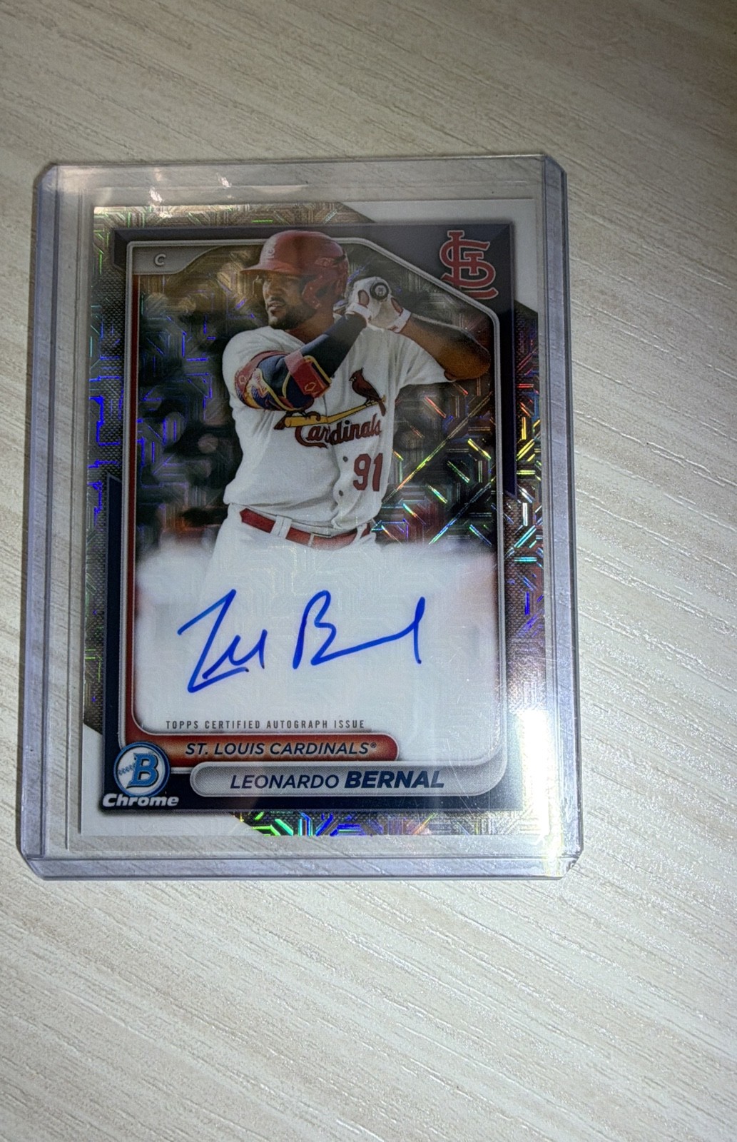 2024 Bowman Chrome - Mega Box Chrome Prospect Mojo Auto Leonardo Bernal #BMA-LB 