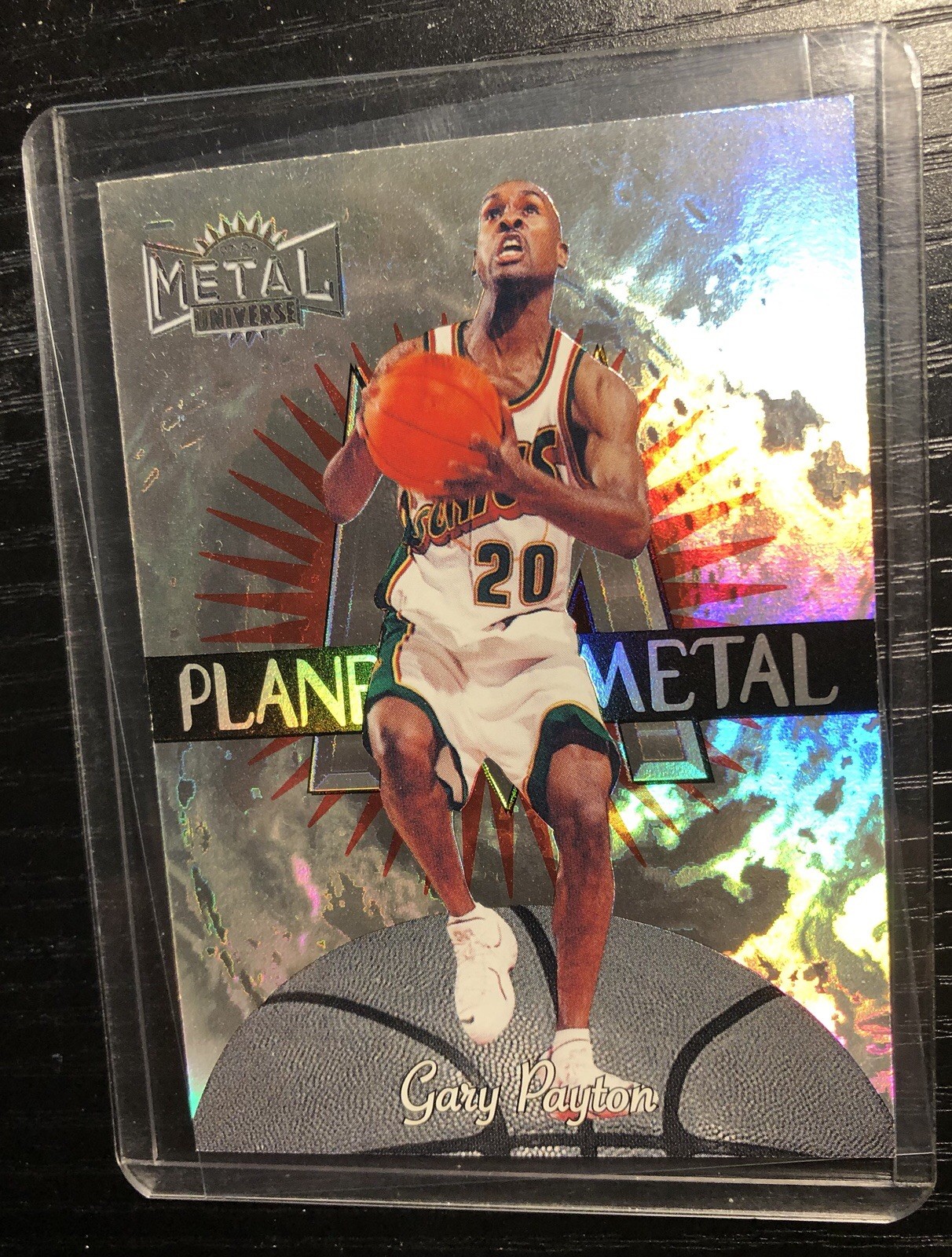 Gary Payton 1997-98 Skybox Metal Universe Planet Metal #15PM Supersonics Rare!!