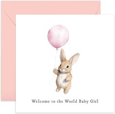 Old English Co. neue Baby M&auml;dchen Karte f&uuml;r Eltern - rosa 6 x 6 Zoll,