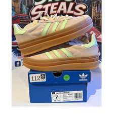 adidas Gazelle Bold J Suede Beige/Green Platform Low-Top Sneakers Kids 7