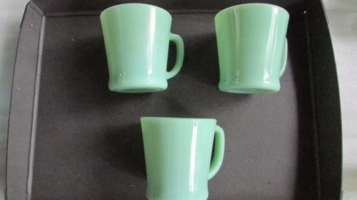 3 Vintage  Fire King Jadeite D Ring Coffee Mugs Set of 3