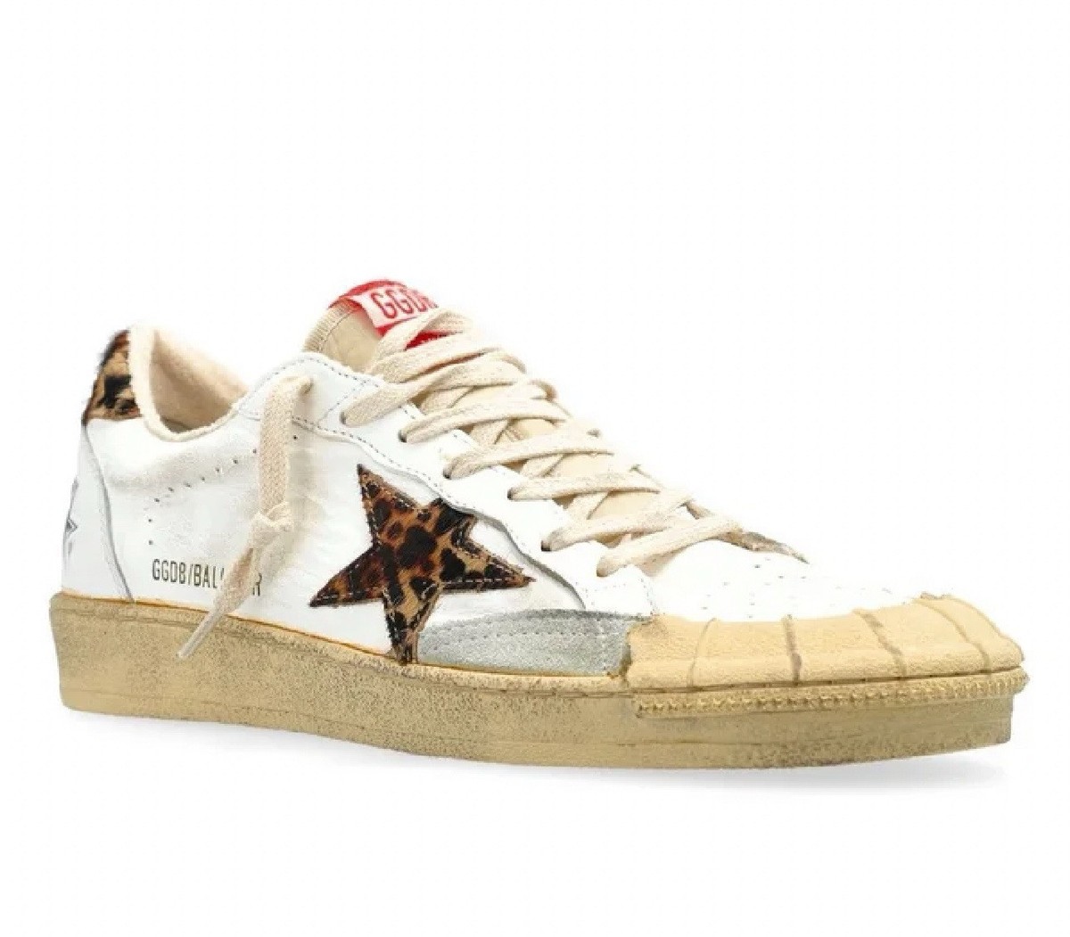 Golden Goose Ball Star Sneakers White Beige Leopard NIB EU 39 US 9