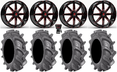 Fuel Maverick Red 18'' Wheels 35'' BKT AT 171 Tires Commander Maverick