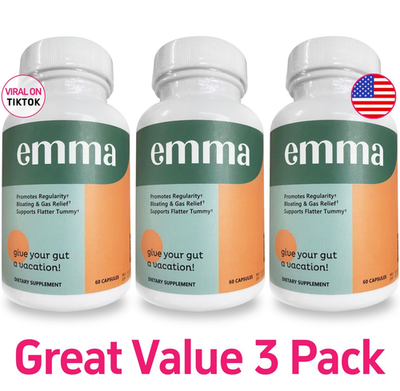 #ad 3 Pack Emma Gut Health Supplement 180 Capsules for Bloating Relief amp; Leaky Gut $20.99
