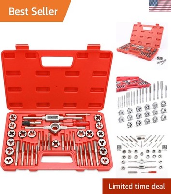 All-In-One 40-Pc Tap & Die Set for Metric Screw Threads - Durable Steel Tools