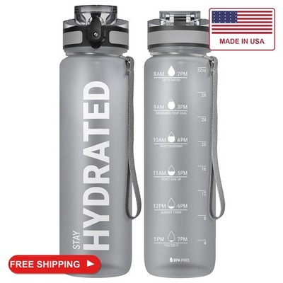 Sahara Sailor Water Bottle 32oz, Tritan Sports Bottle with Time Marker