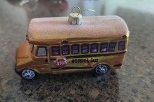 School Bus Glass Christmas Tree Ornament Robert Stanley 2011