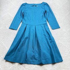 Banana Republic Dress Womens 2 Blue Knit Fit Flare 3/4 Sleeve Office Career