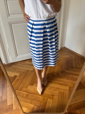 Luisa Cerano, new white and blue striped skirt in A-line, size 40