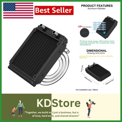 Compact Aluminum Water Cooling Radiator - 155x120x27mm for PCs & Industrial Use