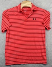 Under Armour The Playoff Polo Shirt Orange Sriped Men  s Size M