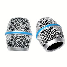 Microphone Head Replace, Steel Mesh Mic Grille Heads, Grille Mic with Inner F...