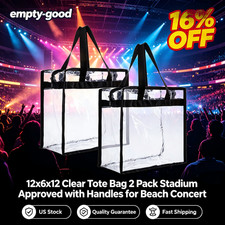 12x6x12 Clear Tote Bag 2 Pack Stadium Approved with Handles for Beach Concert