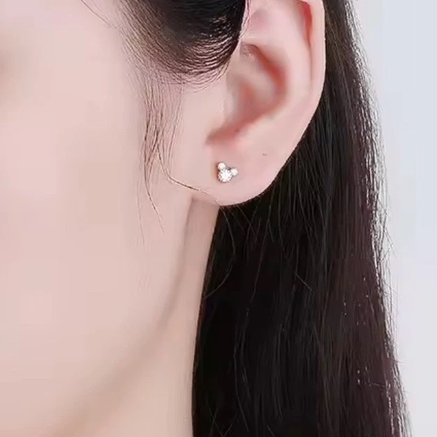 18k Gold over Silver Mickey Mouse CZ Earring Studs - Image 2 of 4