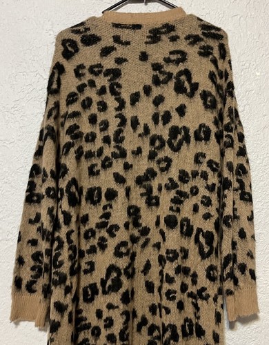 Maglione semi senape taglia M marrone animalier leopardato ghepardo cardigan lungo aperto davanti - Foto 5 di 11