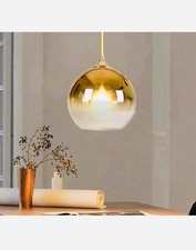 Glass Pendant Hanging Light Simple Elegant Gold Creative Lamp 20cm Round Ball