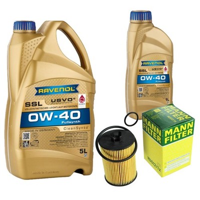 Inspektionspaket 6L RAVENOL SSL 0W-40 für Mercedes A-Klasse W169 B-Klasse W245