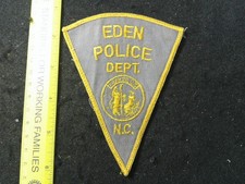 North Carolina vintage ancient Eden Police Dept triangle 1960 patch cheesecloth