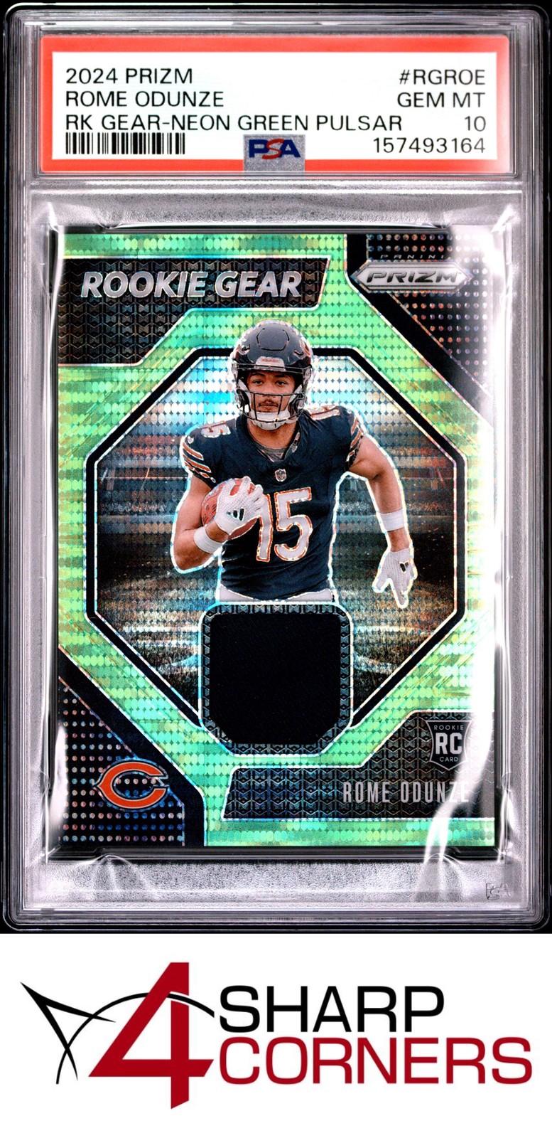 Rome Odunze Panini Prizm Rookie Gear #RGROE Neon Green Pulsar