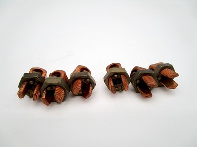 (6) Copper Split Bolt Connectors #2 R-2-6 T-2-14 STR SBCOS