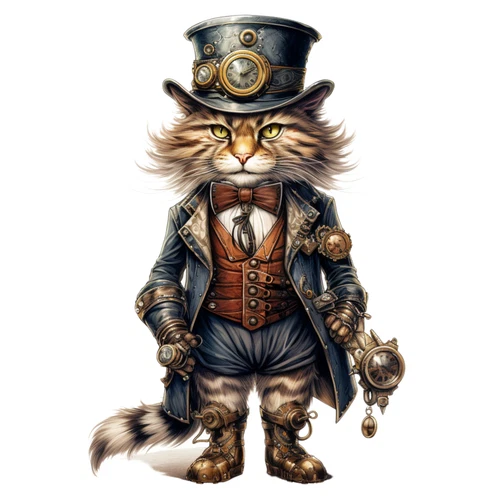 Steampunk Cat Steam Punk Animal Self Adhesive Vinyl Sticker