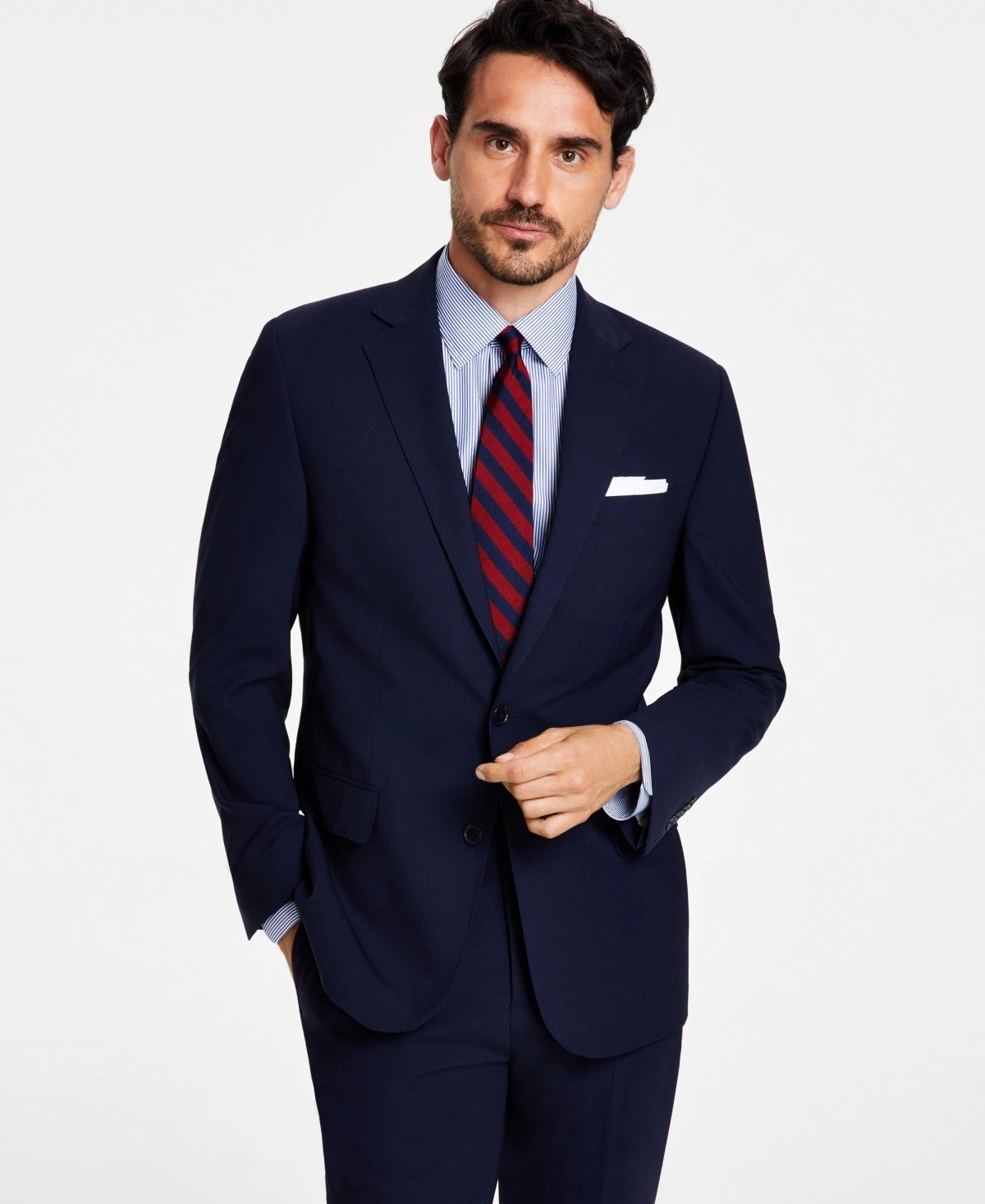 Brooks Brothers Mens Classic fit Suit Jacket Blazer 40 R Navy Blue Solid Stretch