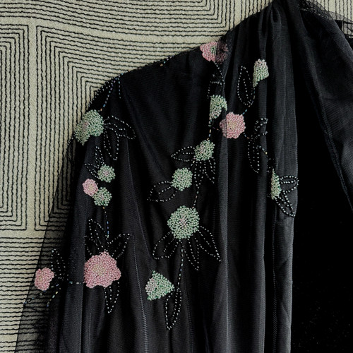 Women’s Shawl With Hand Sewn Beads, Hand Made In Italy!