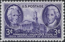 3 Cent U.S. Stamp, 150th Anniversary of Tennessee Statehood. Scott 941   (401)