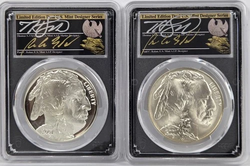 2001-P & D PGCS PR69 & MS 69 Buffalo set Dual signed Thomas S. Cleveland & Balan