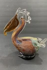 Vintage Murano Style Art Glass Pelican Figurine 7” Tall
