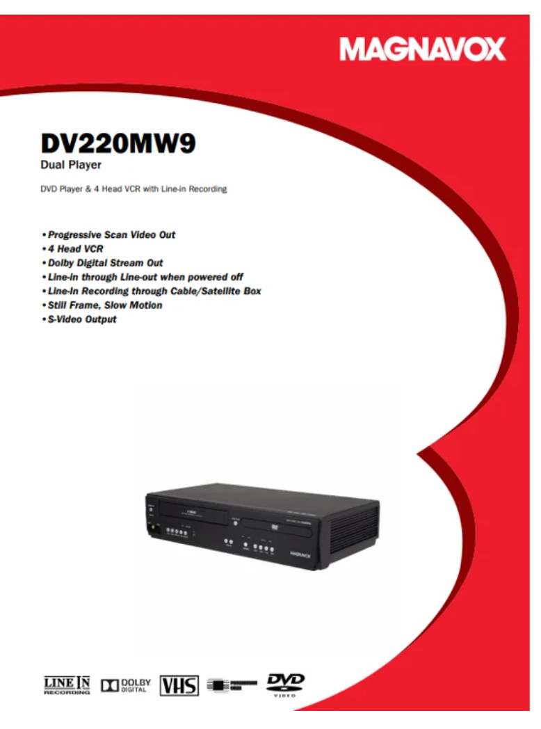 Magnavox DV220MW9 DVD/VCR Combo Player | Refurbished Restored | Remote Manual AV