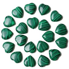 YATOJUZI 20PCS Malachite Heart Healing Crystals 0.6 Inch, Green