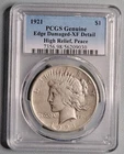 1921 High Relief Peace Dollar - PCGS XF Detail - Edge Damaged