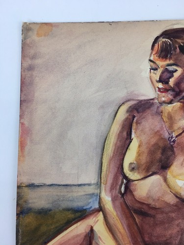 Original 10” x 14” Figur Studie Aquarell von 1950’s Illustrator R. Schwartz - Bild 5 von 8