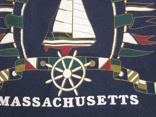 Vintage Salisbury Beach Sweatshirt Mens Extra Large XL Blue Made USA Nautical - Picture 3 of 11