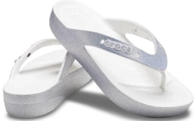 Crocs Sandals Women 9 Silver Glitter