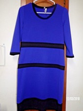 AMELIA 3/4 Sleeve Blue/Black Pullover Dress -...