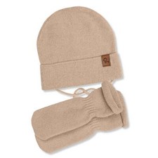 Baby Knit Beanie with Strings  Mittens 2-Piece