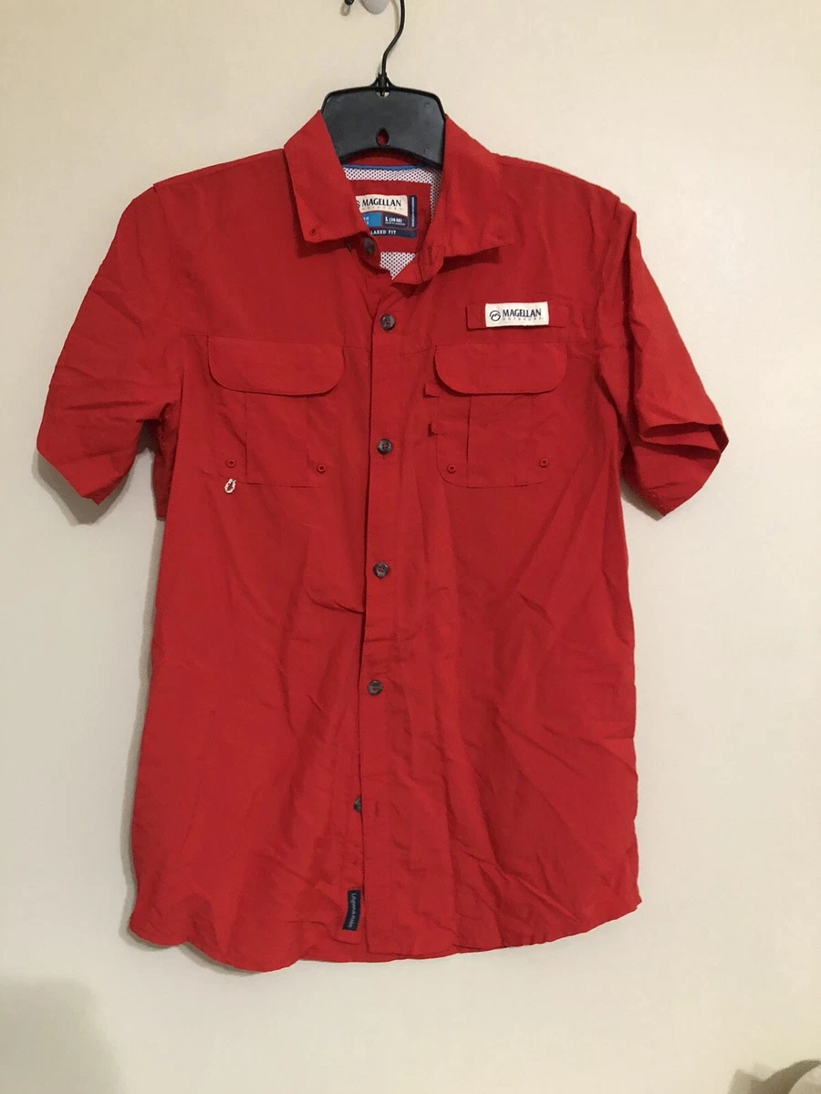 Magellan Boy's Large Red 14/16 Short Sleeve Vented Fishing Shirt