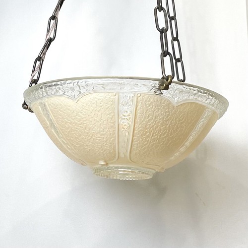 Vintage Antique Art Deco Glass Shade Ceiling Light Fixture Lamp Chandelier 1930s - Picture 6 of 12