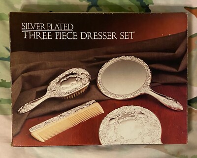 silver plated three piece dresser set Vintage Silverstar Silver-plated 3 Piece Dresser Set