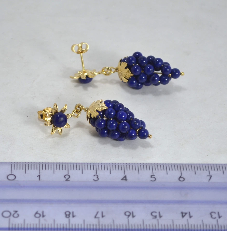 ORECCHINI ARGENTO 925 DORATO GRAPPOLI IN PALLINI LAPIS AGHT 0907 - Immagine 3 di 3