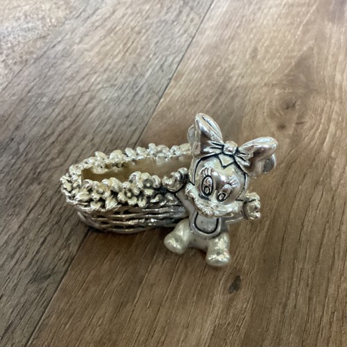 Vintage Giorgi Italy Baby Minnie Mouse Placecard Holder Silver Plated Patina - Picture 3 of 9