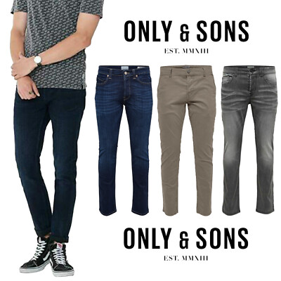 Only & Sons Mens Jeans Skinny Fit Casual Denim Comfortable Trousers for Men UK