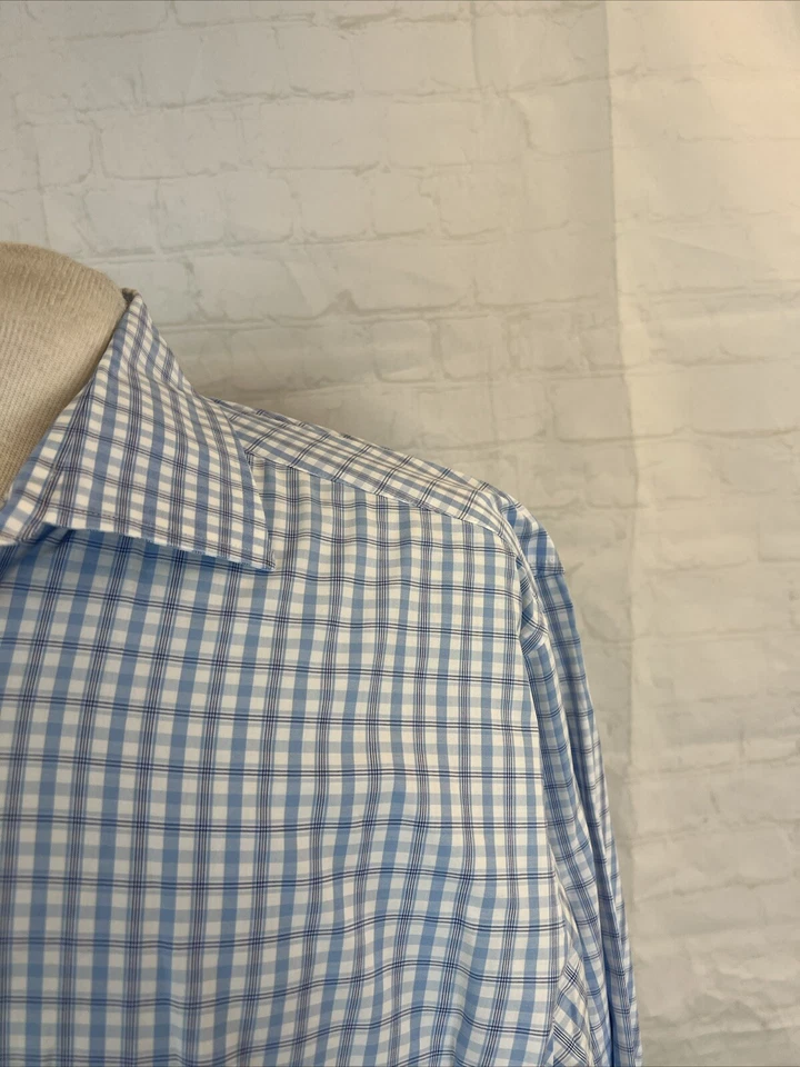 КЛАССИЧЕСКИЙ Vineyard Vines мужской синий и белый клетку хлопок платье рубашка размер XL $158 - Изображение 2 из 4