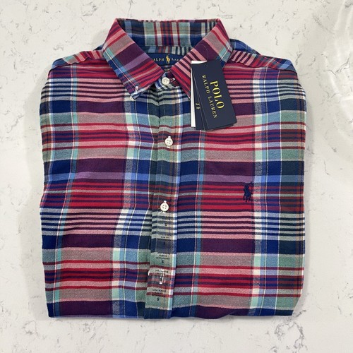 Polo Ralph Lauren Button Down Shirt Slim Performance Flannel NEW NWT Size Small - 第 2/6 張圖片