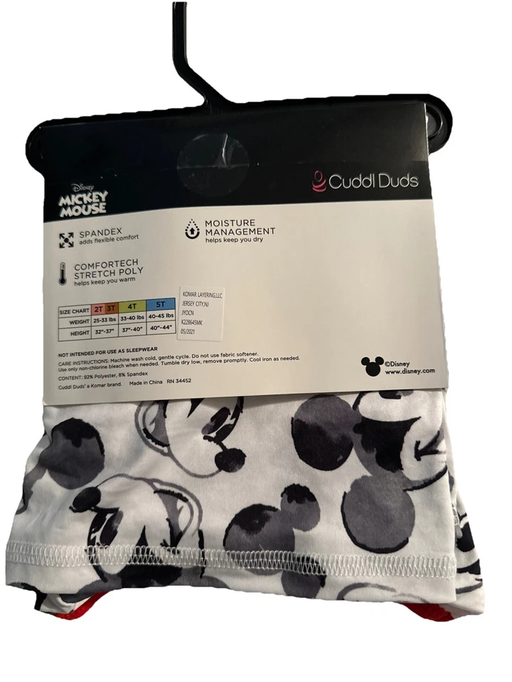 Cuddl Duds Mickey Mouse Toddler Boys Warm Layers Size 4T - Image 2 of 3