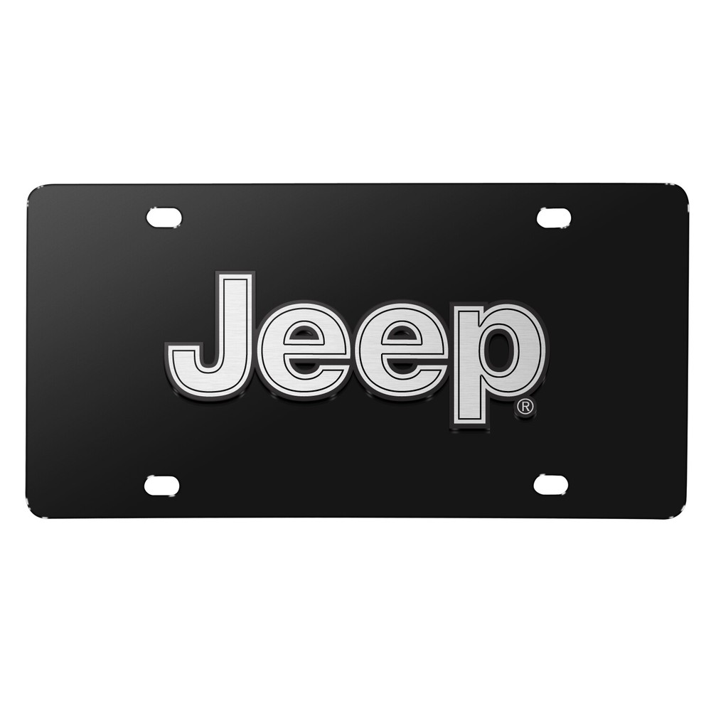 Jeep Nameplate 3D Logo Black Stainless Steel License Plate